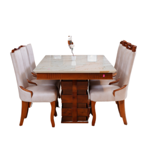 Elegant 6-seater wooden dining table set with upholstered chairs by AK Furniture